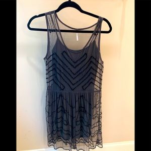 COPY - Free People Gray Beaded Shear Dress